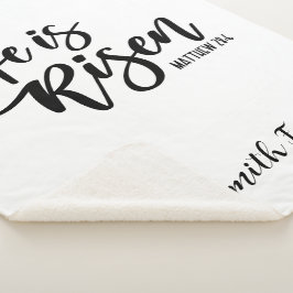 Hij is Risen Easter Blanket Sherpa Black & White Sherpa Deken