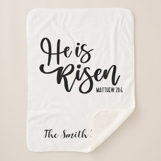 Hij is Risen Easter Blanket Sherpa Black & White Sherpa Deken (Voorkant)