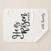 Hij is Risen Easter Blanket Sherpa Black & White Sherpa Deken (Voorkant (horizontaal))