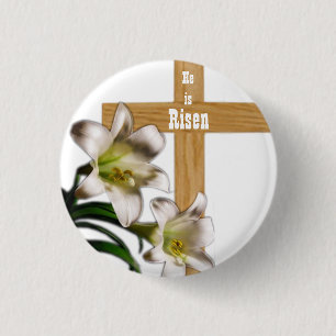 Hij is Risen Easter Button