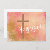 Hij is Risen Easter Cross Holiday Kaart (Voorkant / Achterkant)