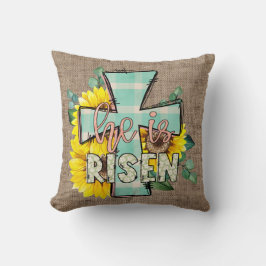 Hij is Risen Easter Cross Home Decor Kussen