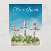 Hij is Risen Easter Crosses Briefkaart (Voorkant)