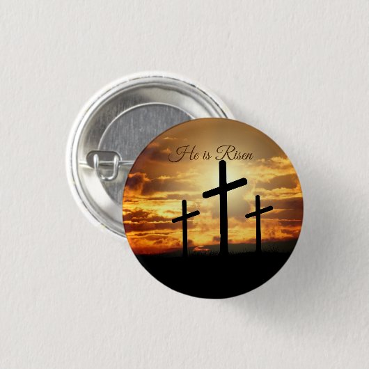 Hij is Risen Easter Ronde Button 3,2 Cm (Voorkant /achterkant)