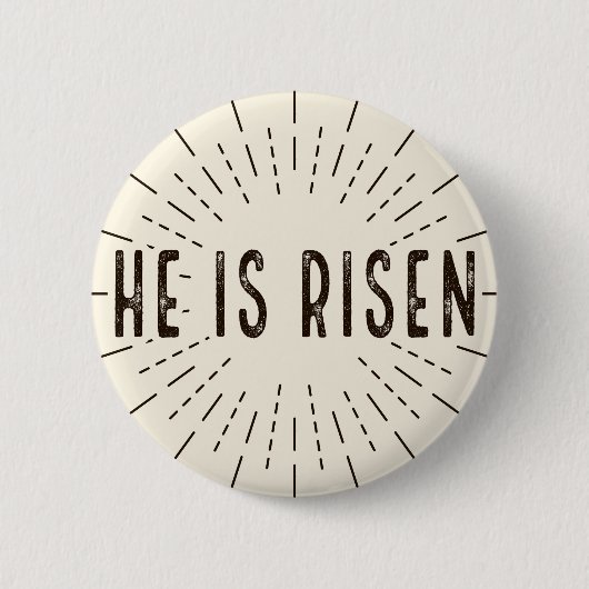 Hij is Risen Easter Sun burst Pin Button (Voorkant)