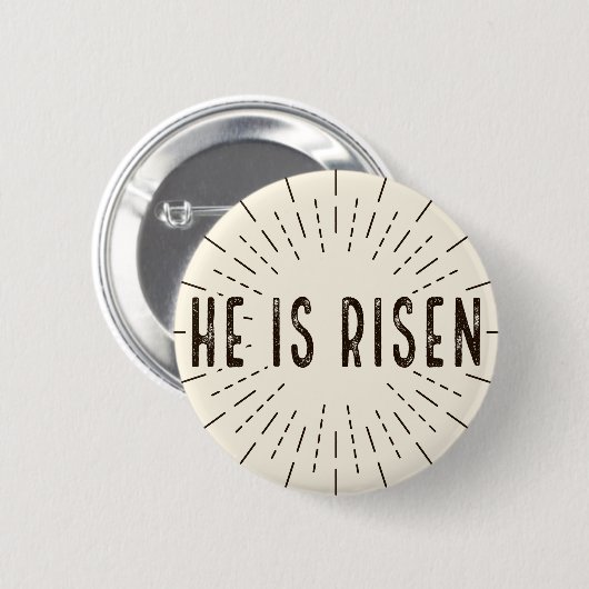 Hij is Risen Easter Sun burst Pin Button (Voorkant /achterkant)