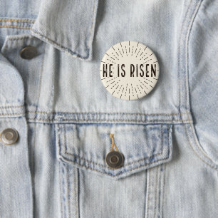 Hij is Risen Easter Sun burst Pin Button