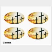 HIJ IS RISEN - EENVOUDIGERE ILLUSTRATIE OVALE STICKER (Vel)