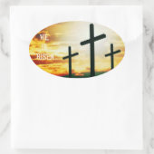 HIJ IS RISEN - EENVOUDIGERE ILLUSTRATIE OVALE STICKER (Tas)