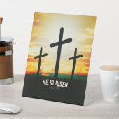 HIJ IS RISEN - EENVOUDIGERE ILLUSTRATIE RECLAMEBORD MET VOETSTUK (Insitu)