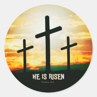 HIJ IS RISEN - EENVOUDIGERE ILLUSTRATIE RONDE STICKER
