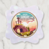 Hij is Risen en Viering van de Verrijzenis zondag Bedankjes Labels (Voorkant)