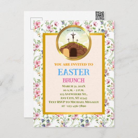 Hij is Risen en Viering van de Verrijzenis zondag Briefkaart (Voorkant / Achterkant)