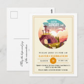 Hij is Risen en Viering van de Verrijzenis zondag Briefkaart (Voorkant / Achterkant)