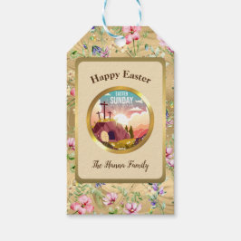 Hij is Risen en Viering van de Verrijzenis zondag Cadeaulabel