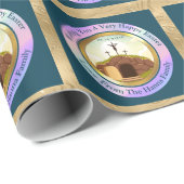 Hij is Risen en Viering van de Verrijzenis zondag Cadeaupapier (Rol Hoek)