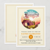 Hij is Risen en Viering van de Verrijzenis zondag Kaart (Voorkant / Achterkant)