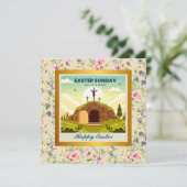 Hij is Risen en Viering van de Verrijzenis zondag Kaart (Staand voorkant)