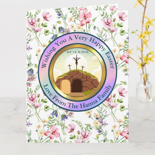 Hij is Risen en Viering van de Verrijzenis zondag Kaart (Gele Bloem)