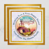 Hij is Risen en Viering van de Verrijzenis zondag Save The Date (Voorkant / Achterkant)