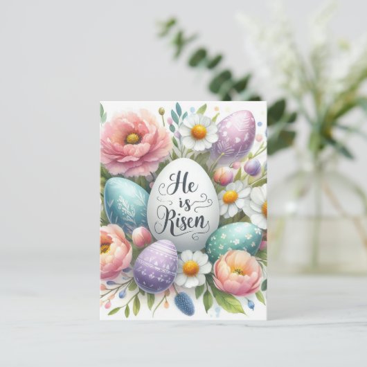 Hij is Risen Feestdagenkaart (Staand voorkant)