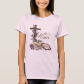 Hij is Risen Floral Cross met Bijbel T-shirt (Voorkant)