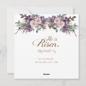 Hij is Risen Floral Cross met bijbelpaasKaart Feestdagenkaart (Achterkant)