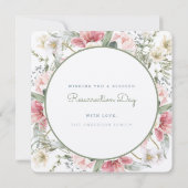 Hij is Risen Floral Cross Pasen Kaart (Achterkant)