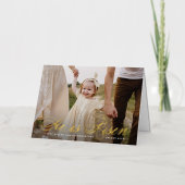 Hij is Risen Gold Foil Script Photo Easter Kaart (Voorkant)