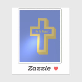 Hij is Risen Gold Lit Christelijk Cross Blue Easte Sticker