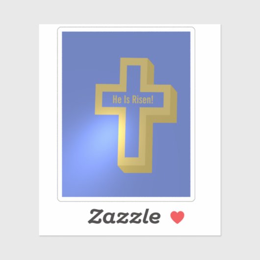 Hij is Risen Gold Lit Christelijk Cross Blue Easte Sticker (Vel)