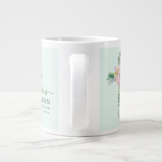 Hij is Risen Greenery Waterverf Cross Easter Grote Koffiekop (Achterkant)