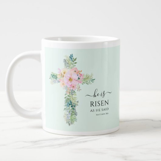 Hij is Risen Greenery Waterverf Cross Easter Grote Koffiekop (Links)