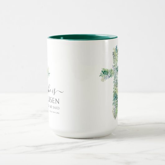 Hij is Risen Greenery Waterverf Cross Easter Mok (Midden)