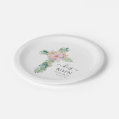 Hij is Risen Greenery Waterverf Cross Easter Papieren Bordje (Gekanteld)