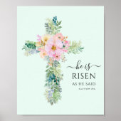 Hij is Risen Greenery Waterverf Cross Poster (Voorkant)