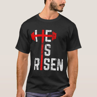 Hij is Risen Gym Cross Jesus Pasen Christelijk Tie T-shirt
