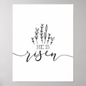 Hij is Risen Hand Drawn Easter Art Poster (Voorkant)