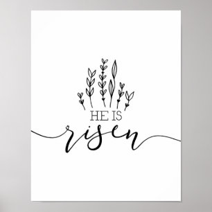 Hij is Risen Hand Drawn Easter Art Poster