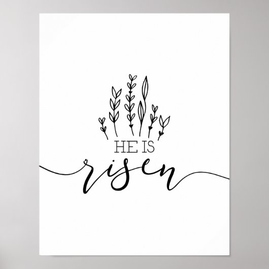 Hij is Risen Hand Drawn Easter Art Poster (Voorkant)