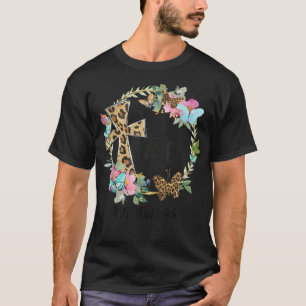 Hij is Risen Jesus Christelijk Cross Happy Pasen F T-shirt