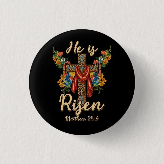 Hij is Risen Jesus Christelijk Happy Pasal Le Ronde Button 3,2 Cm (Voorkant)