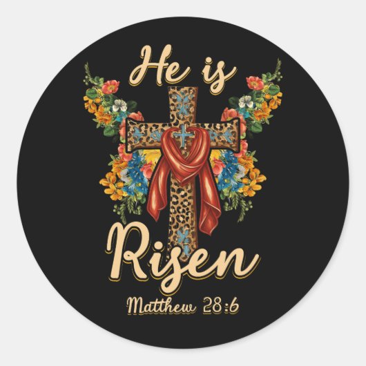 Hij is Risen Jesus Christelijk Happy Pasal Le Ronde Sticker (Voorkant)