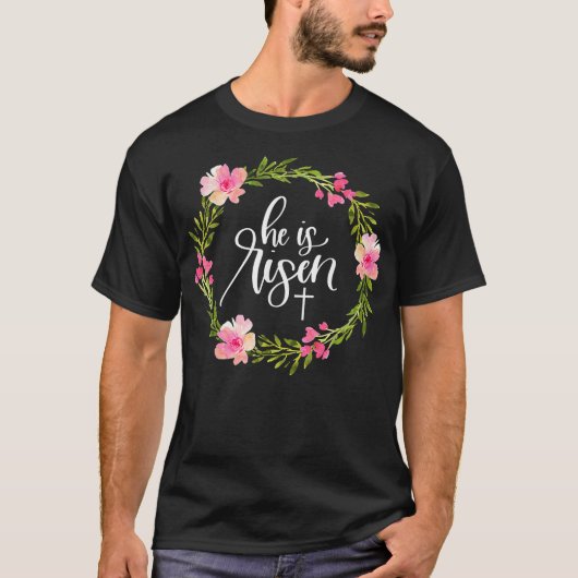 Hij is Risen Jesus Christelijk Happy Pasal Wr T-shirt (Voorkant)