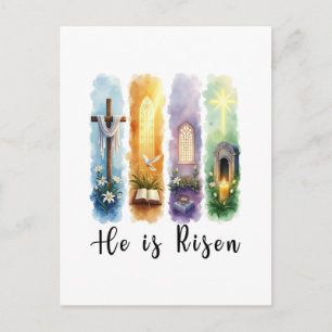 Hij is Risen Jesus Christelijk Happy Pasen Feestdagenkaart