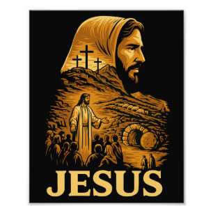 Hij is Risen Jesus Christelijk Happy Pasen Foto Afdruk