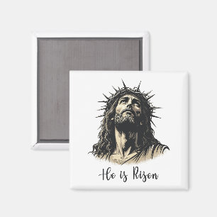 Hij is Risen Jesus Christelijk Happy Pasen Magneet