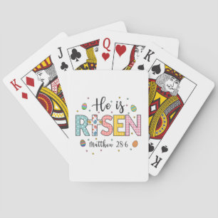 Hij is Risen Jesus Christelijk Happy Pasen Pokerkaarten
