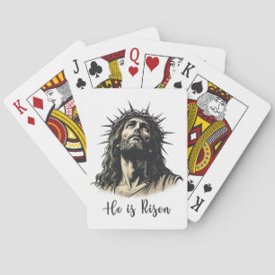 Hij is Risen Jesus Christelijk Happy Pasen Pokerkaarten