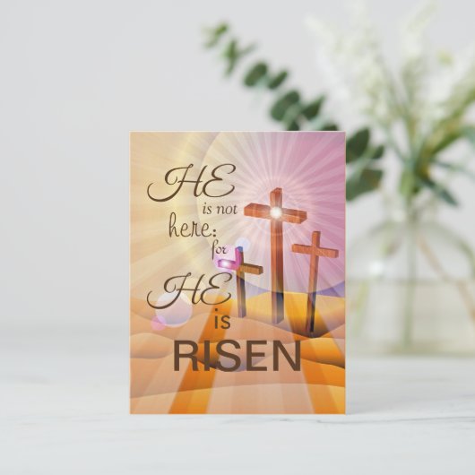 Hij is Risen Jesus Easter Briefkaart (Staand voorkant)